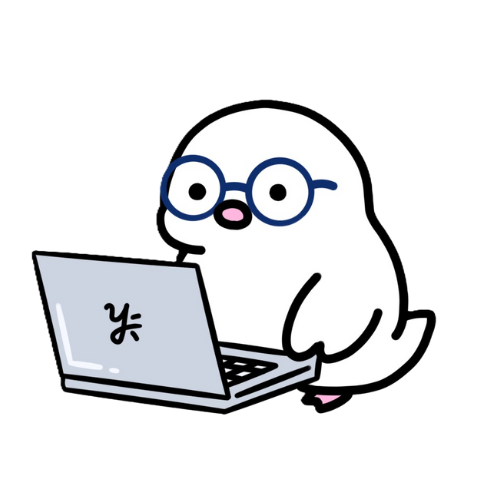 パソコンで調べものをしている代ちゃんのイラスト｜ChatGPTについて学ぶ初心者向け記事の挿絵